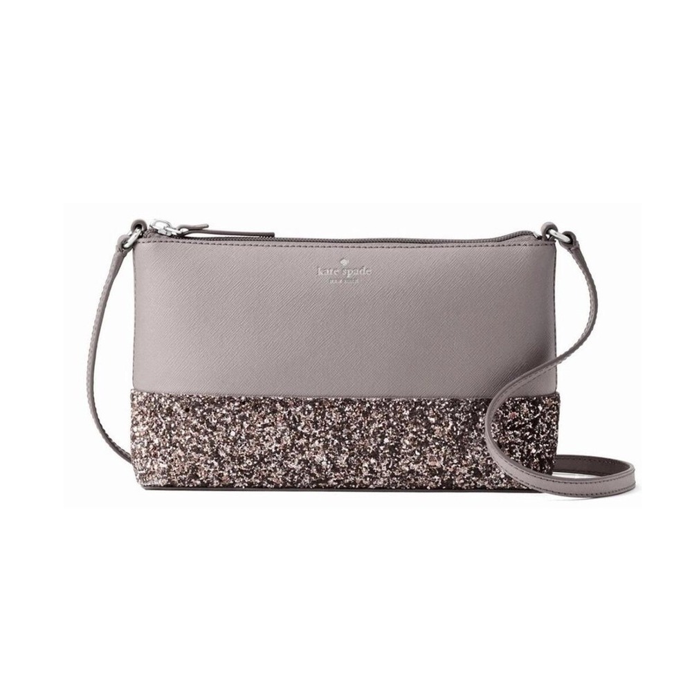 Kate Spade GRETA Shoulder Bag Purse Gray Glitter Accents Crossbody EUC!